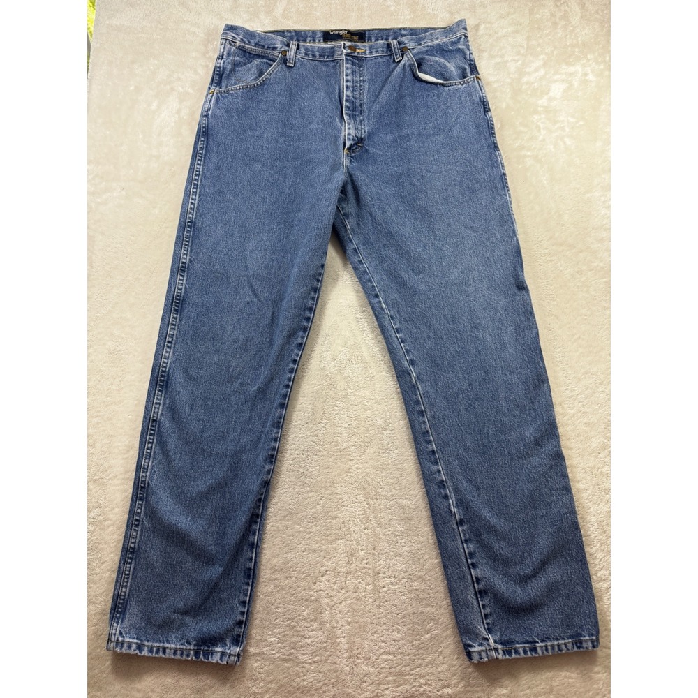 Wrangler Mens George Strait Relaxed Straight Leg Blue Jeans 38x34 Meas: 38x33.5